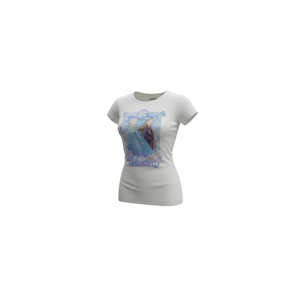 Disney Frozen II Graphic Tee Womens Large White Elsa Anna Short Sleeve Shirt